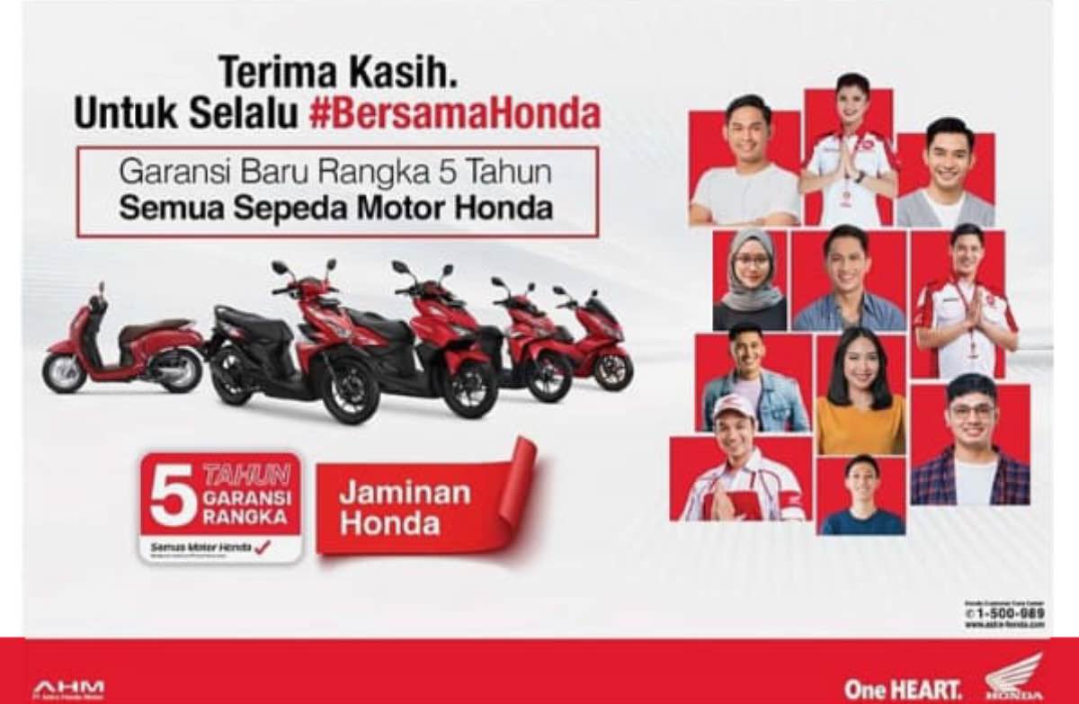 Garansi rangka motor Honda 5 tahun
